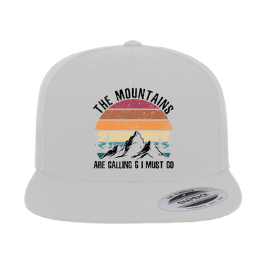 Hiking The Mountains Are Calling Printed Flat Bill Cap